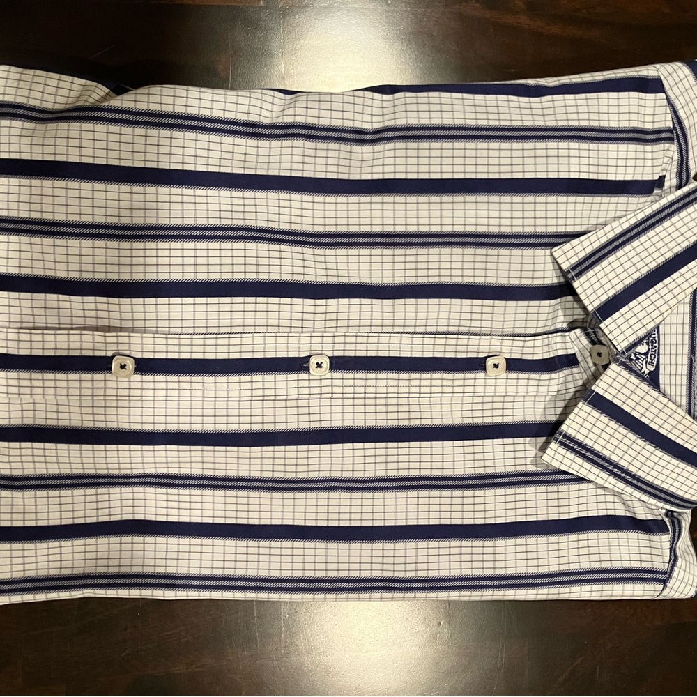 Bugatchi Navy and White Checkered Button Down Shirt